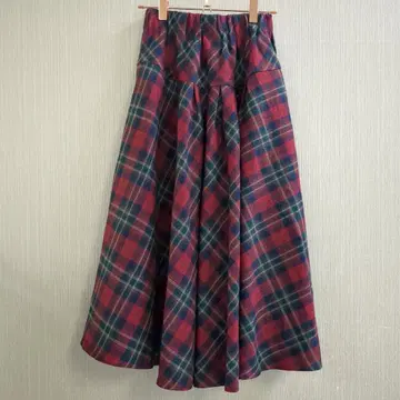 플레어 스커트 롱 스커트 타탄 체크 여성용
