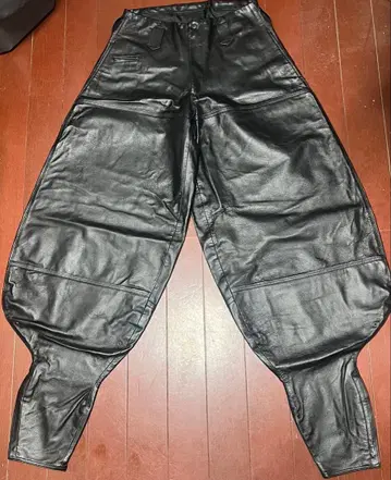 [ 새상품급 ] 도라이치 블랙 가죽 와이드 레그 닛카포카 팬츠