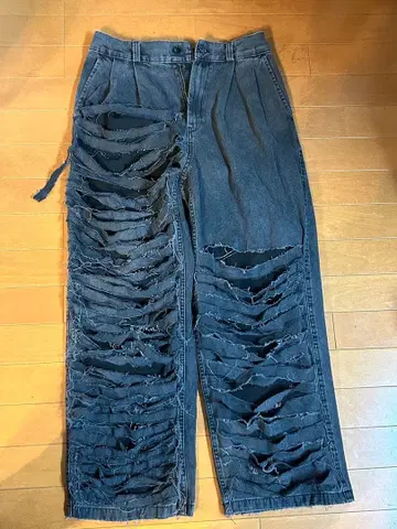 리메이크 블랙 데님 팬츠