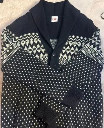 노르딕 무늬 가디건 네이비