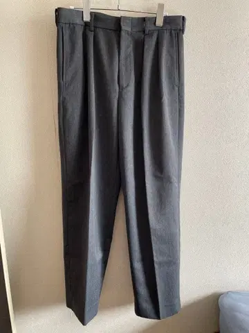 플라스테 울 블렌드 2턱 와이드 팬츠