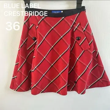 BLUE LABEL CRESTBRIDGE 빨간색 체크 플레어 스커트 36