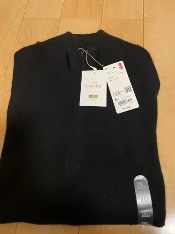 UNIQLO 2025 캐시미어 하프 지퍼 스웨터 블랙 XL