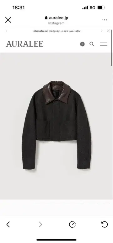 AURALEE 다크 그레이 크롭 자켓