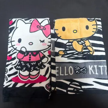 아베일 시마무라 헬로키티 페이스 타월 제브라 패턴 2장 세트