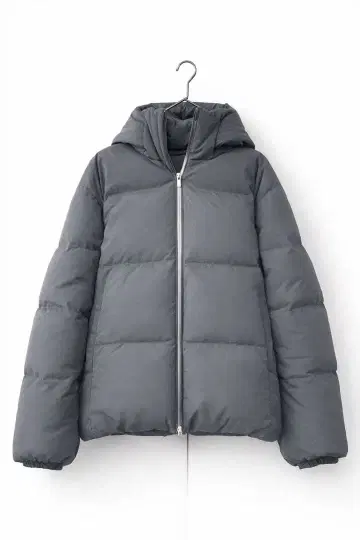 블랙 후드 부착 다운 자켓