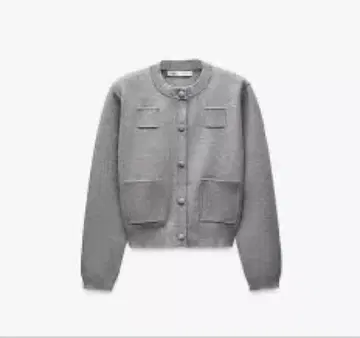 ZARA 플레인 니트 자켓 패디드 숄더