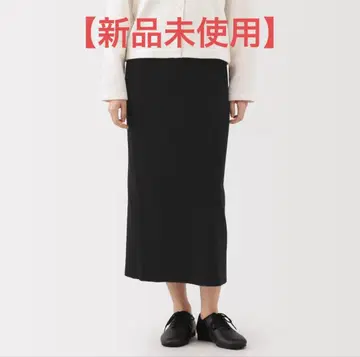 [ 미사용 새상품 ] MUJI 리브 타이트 스커트 블랙 XL