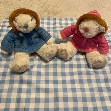 후드 부착 자켓 봉제 인형 2체 세트 페어 베어