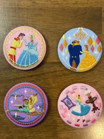디즈니 프린세스 자수 핀 배지 4개 세트