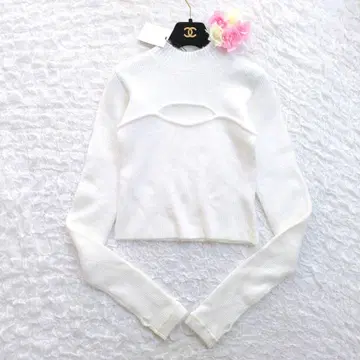 [택 포함 미사용 새상품] M me eme 도트 튤 니트