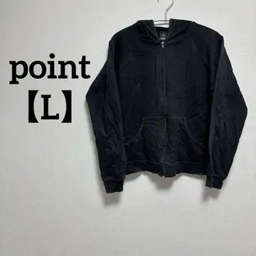 point [ L ] 풀 집업 후드티 후드 부착 블랙 블랙