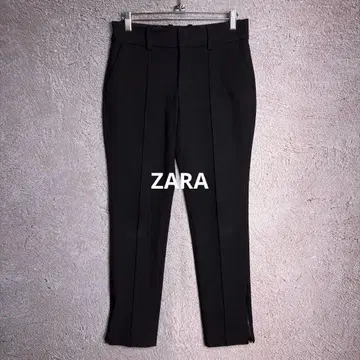 ZARA 자라 테이퍼드 팬츠 블랙 밑단 지퍼 스트레치 32