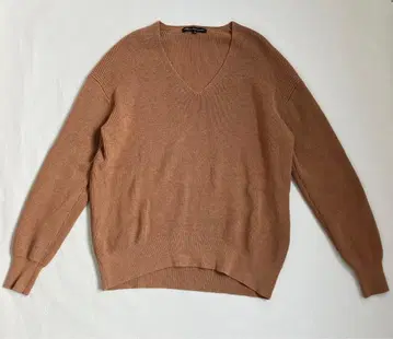 23구 니트 루즈핏 브라운 코튼, 울 V넥
