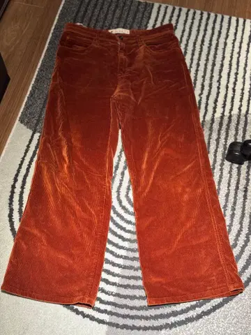 오렌지 코듀로이 와이드 레그 팬츠