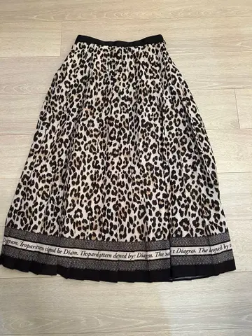 레오파드 무늬 롱 스커트 폴리에스테르 100%