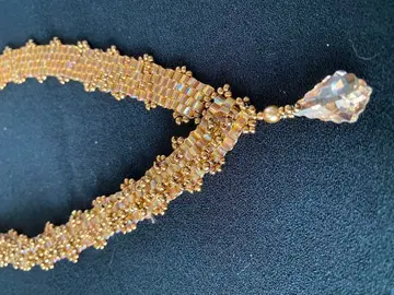 핸드메이드 비즈 짜임 골드 목걸이