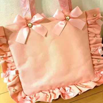 프릴 달린 핑크 토트백