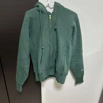 챔피온 빨간색 택 Reverse Weave 지퍼 후드티 USA제