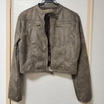 브라운 숏 기장 라이더 자켓 L 사이즈