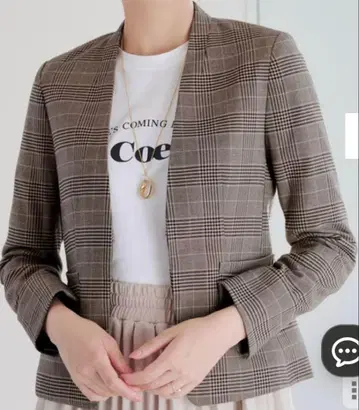 체크 무늬 노카라 자켓 XL 사이즈