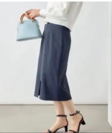 네이비 무릎 아래 기장 타이트 스커트