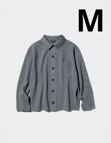 유니클로 미라노 리브 셔츠 가디건 그레이 M UNIQLO