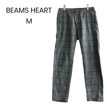 [ BEAMSHEART ] 체크 팬츠 오피스 그레이 M 깔끔한 1325