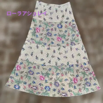 로라 애슐리 코듀로이 롱 스커트 꽃무늬 4단 절개 9호