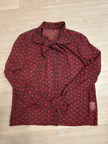 일본제 하트 무늬 긴팔 보타이 블라우스