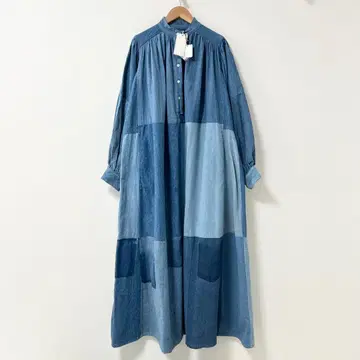 미사용 새상품 TEN x 론 헤르만 빈티지 데님 패치워크 원피스