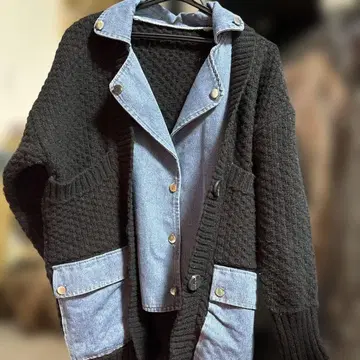 데님 면 100%에 니트의 이소재 블루종입니다.