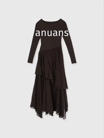 [가격표 포함] anuans 보트넥 불규칙 밑단 도킹 니트 원피스