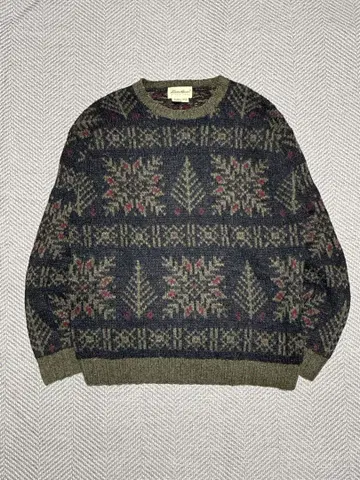 90s 에디 바우어 노르딕 울 화이트 택