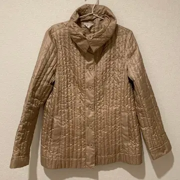 베이지 다운 퀼팅 자켓