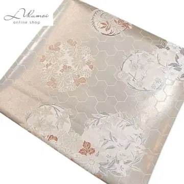 LULU13 후쿠로 오비 꽃 화환 금 베이지