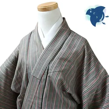 C32 치도리야 기모노 코몬 단의 줄무늬 그레이