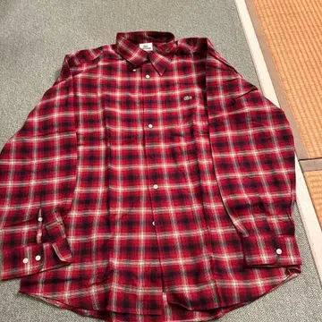 LACOSTE 빨간색 체크 무늬 긴팔 셔츠