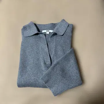 미사용급 UNIQLO 유니클로 스무스 코튼 릴랙스 폴로 스웨터 그레이