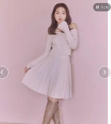 SNIDEL 원숄더 니트 풀오버 오프숄더 스커트 세트