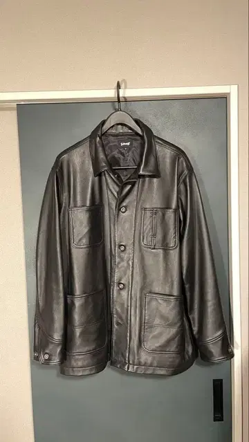 샷 블랙 가죽 카 코트 XL 노무라 쿤이치