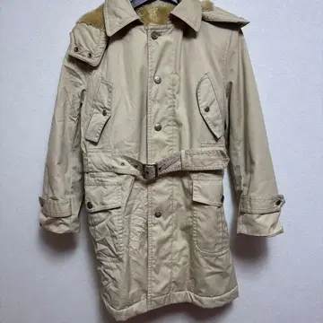 레어 70s.80s 빈티지 베이지 후드 부착 보아 자켓