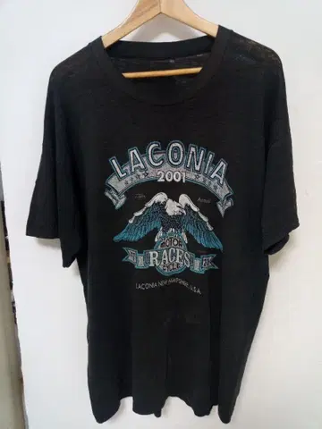 구제 빈티지 T셔츠 LACONIA 2001 모터 사이클 kj