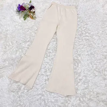 새상품급 [ SLY ] 리브 베이지 플레어 팬츠 (F) 전체 밴딩 루즈핏