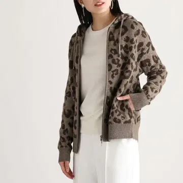 미사용 택 포함 네이처 야크 레오파드 무늬 후드티