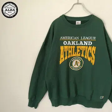 MLB 애슬레틱스 맨투맨 자수 풀오버 야구 그린 L
