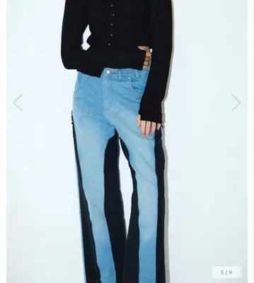 VIAVANDA 모모사카 나나 데님 와이드 데님