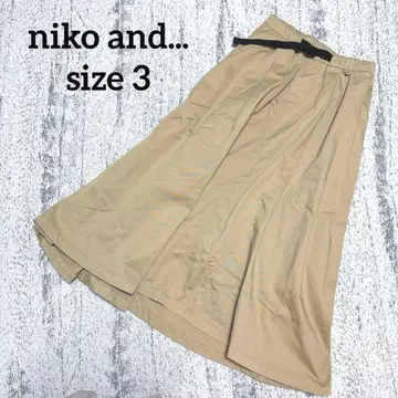 [니코앤드] 롱 스커트 턱개더 베이지 M 플레어 허리밴딩