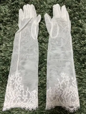 웨딩 화이트 장갑 버튼 레이스 장식