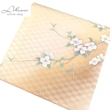 LULU13 후쿠로 오비 꽃 격자 고급 세련된 노랑 브라운